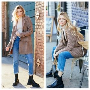 #41 CHIC MULTI PLAID FITTED BUTTON UP COAT JACKET
